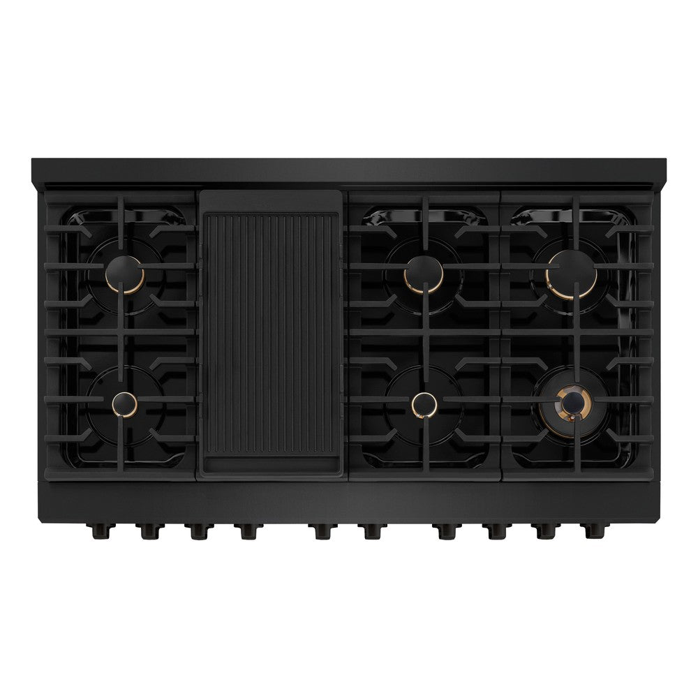 48 In. 6.7 Cu. Ft. Paramount Double Oven Dual Fuel Range In Black Stainless Steel With 8 Brass Burners SDRBBR48