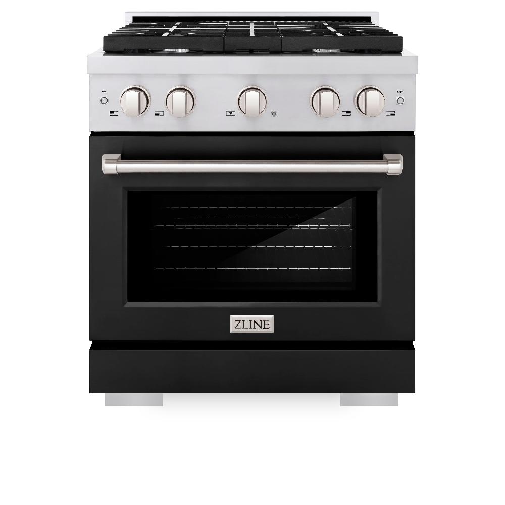 30 In. 4.2 Cu. Ft. Paramount Dual Fuel Range With 4 Burner Gas Cooktop And Electric Convection Oven In Stainless Steel With Black Matte Door SDRBLM30