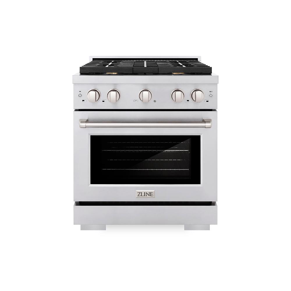 30 In. 4.2 Cu. Ft. Paramount Dual Fuel Range With Gas Cooktop And Electric Convection Oven In Stainless Steel With 4 Brass Burners SDRBR30