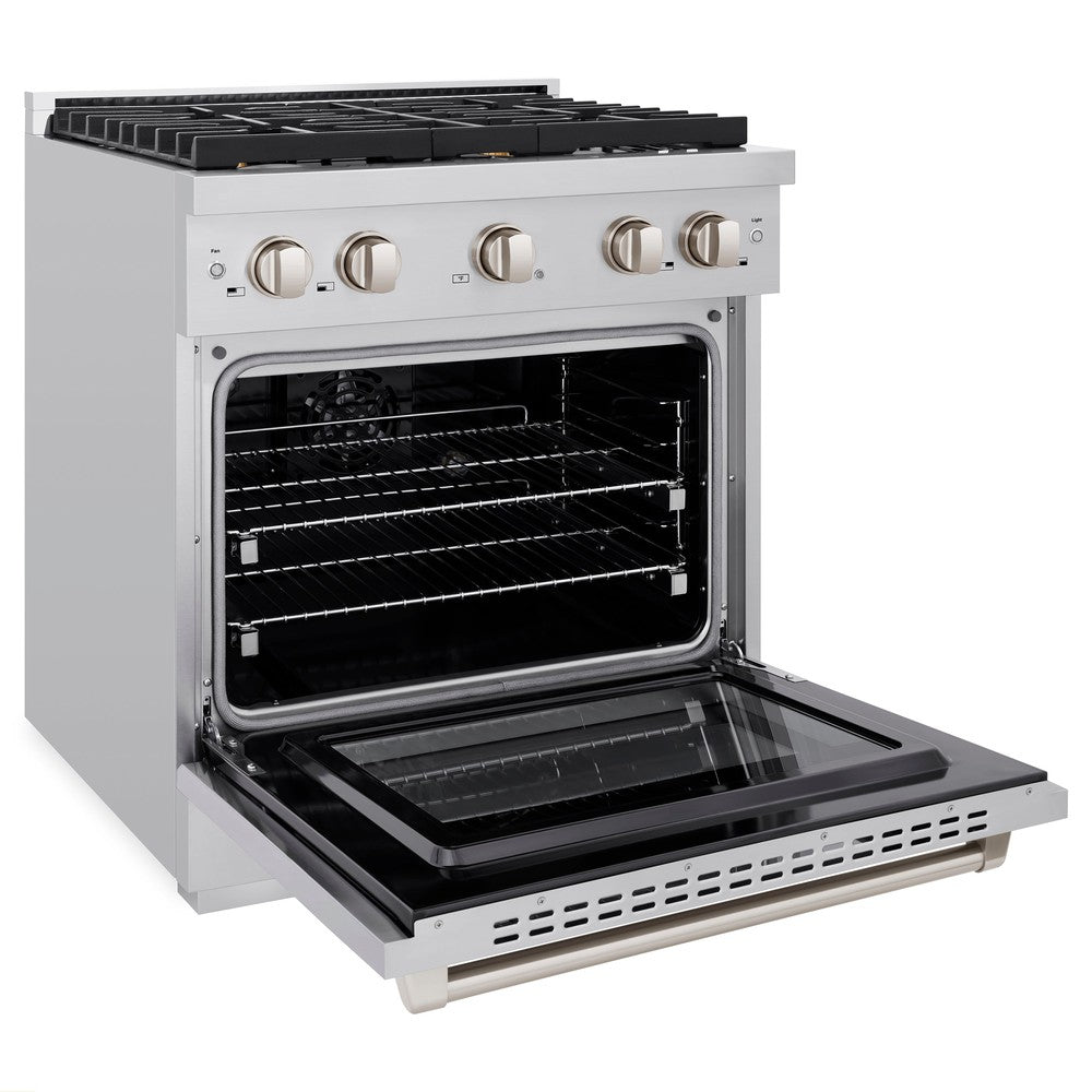 30 In. 4.2 Cu. Ft. Paramount Dual Fuel Range With Gas Cooktop And Electric Convection Oven In Stainless Steel With 4 Brass Burners SDRBR30