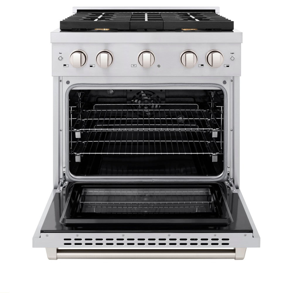 30 In. 4.2 Cu. Ft. Paramount Dual Fuel Range With Gas Cooktop And Electric Convection Oven In Stainless Steel With 4 Brass Burners SDRBR30
