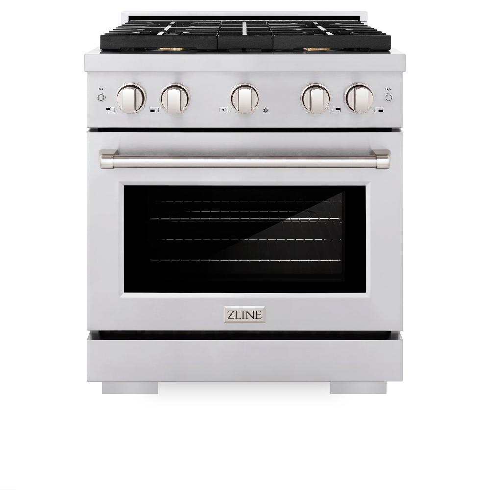 30 In. 4.2 Cu. Ft. Paramount Dual Fuel Range With Gas Cooktop And Electric Convection Oven In Stainless Steel With 4 Brass Burners SDRBR30