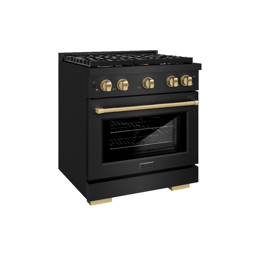 Autograph Edition 30 in. 4.2 cu. ft. Paramount Dual Fuel Range with 4 Burner Gas Cooktop and Electric Convection Oven SDRBZ30CB