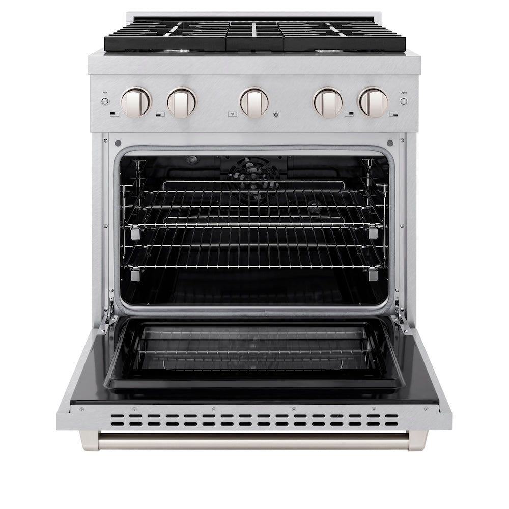 30 In. 4.2 Cu. Ft. Paramount Dual Fuel Range With 4 Burner Gas Cooktop And Electric Convection Oven In Satin Stainless Steel SDRS30