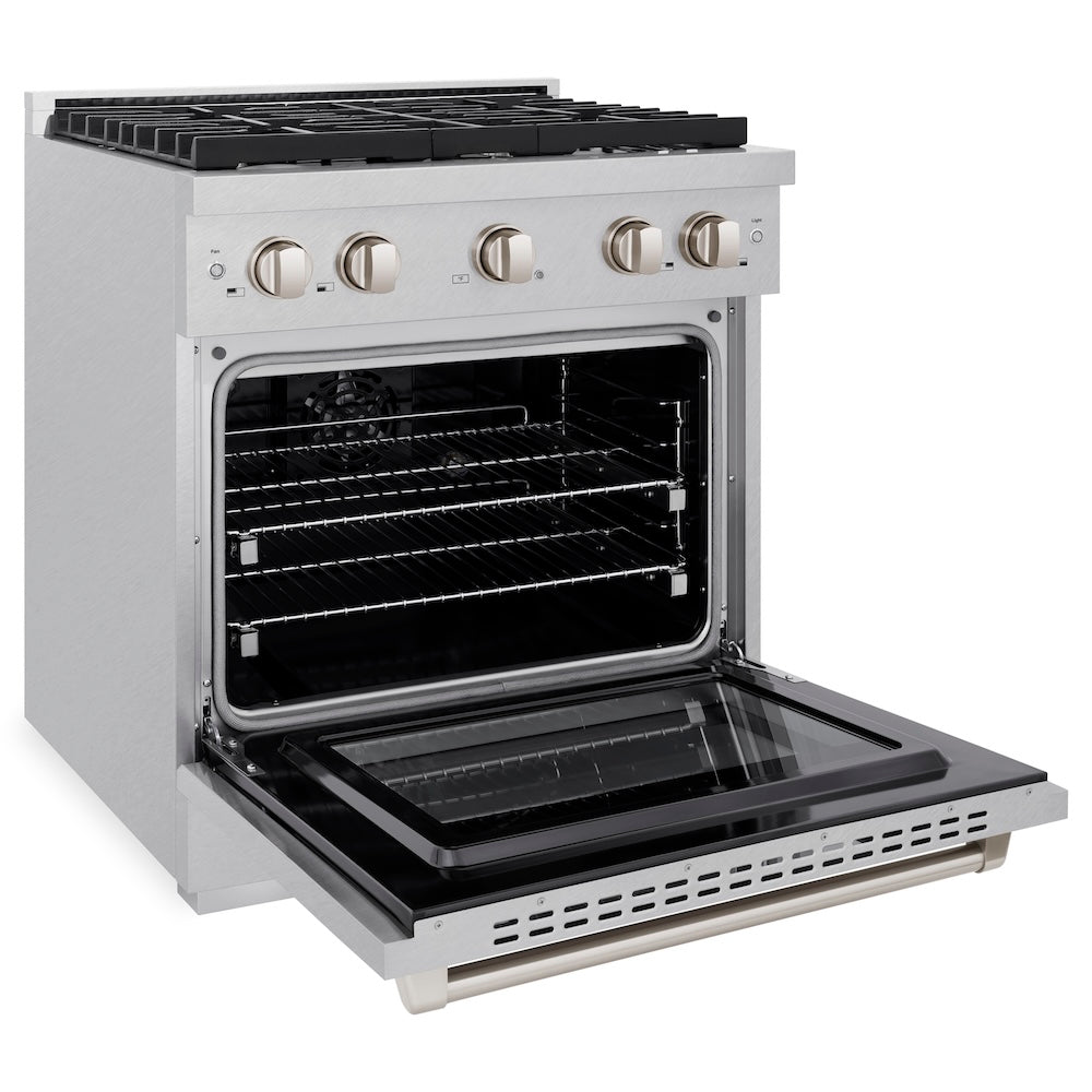 30 In. 4.2 Cu. Ft. Paramount Dual Fuel Range With 4 Burner Gas Cooktop And Electric Convection Oven In Satin Stainless Steel SDRS30