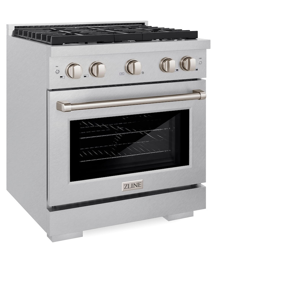 30 In. 4.2 Cu. Ft. Paramount Dual Fuel Range With 4 Burner Gas Cooktop And Electric Convection Oven In Satin Stainless Steel SDRS30