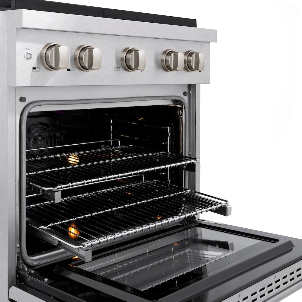 30 In. 4.2 Cu. Ft. Paramount Dual Fuel Range With 4 Burner Gas Cooktop And Electric Convection Oven In Satin Stainless Steel SDRS30