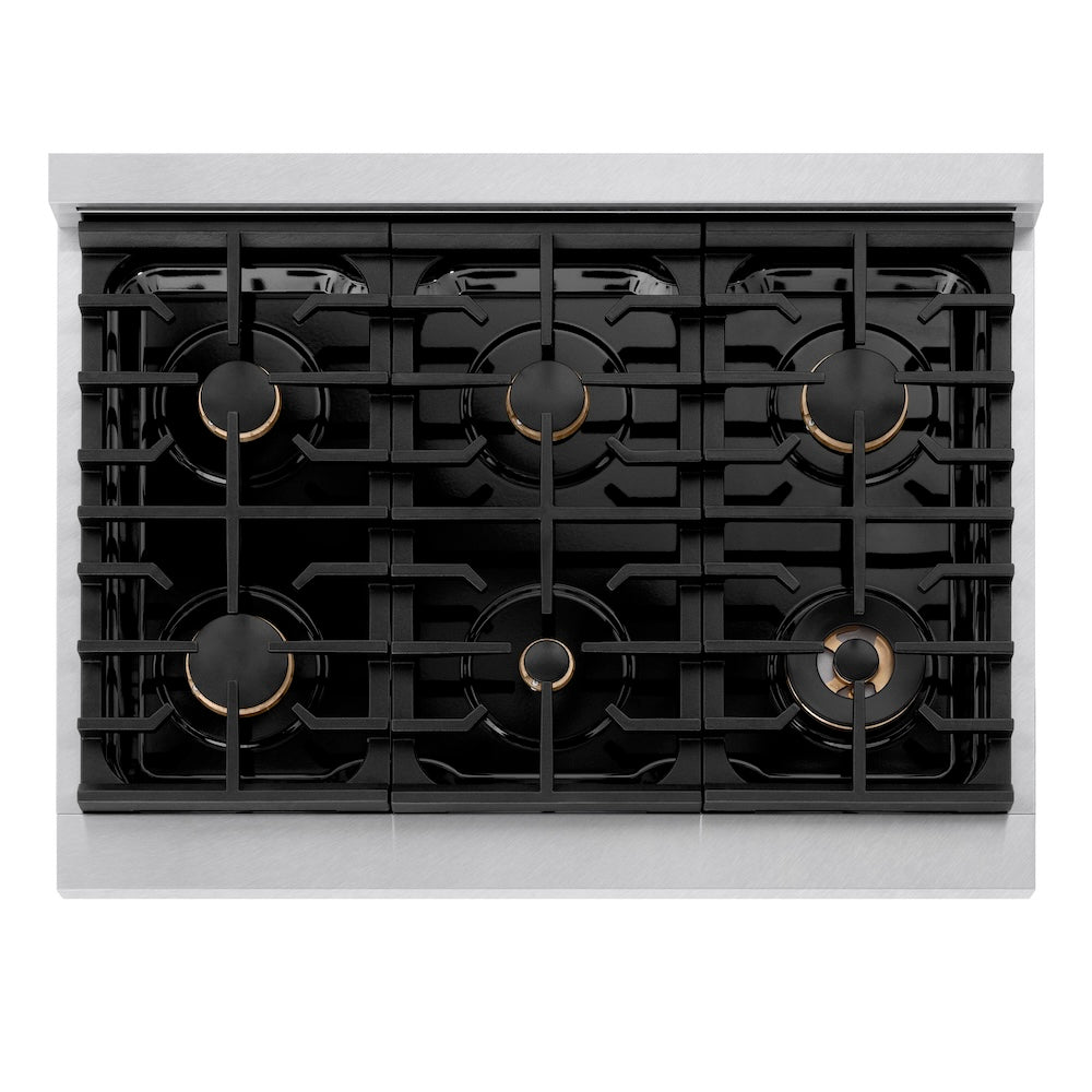 Autograph Edition 36 In. 5.2 Cu. Ft. Paramount Dual Fuel Range With 6 Burner Gas Cooktop And Electric Convection Oven In Satin Stainless Steel With Matte Black Accents SDRSZ36MB