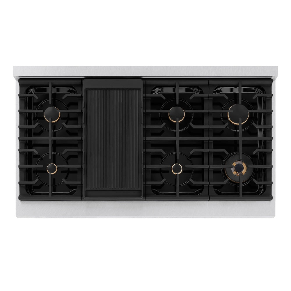Autograph Edition 48 In. 6.7 Cu. Ft. Paramount Double Oven Dual Fuel Range With 8 Burner Gas Cooktop In Satin Stainless Steel With White Matte Doors And Matte Black Accents SDRSZWM48MB