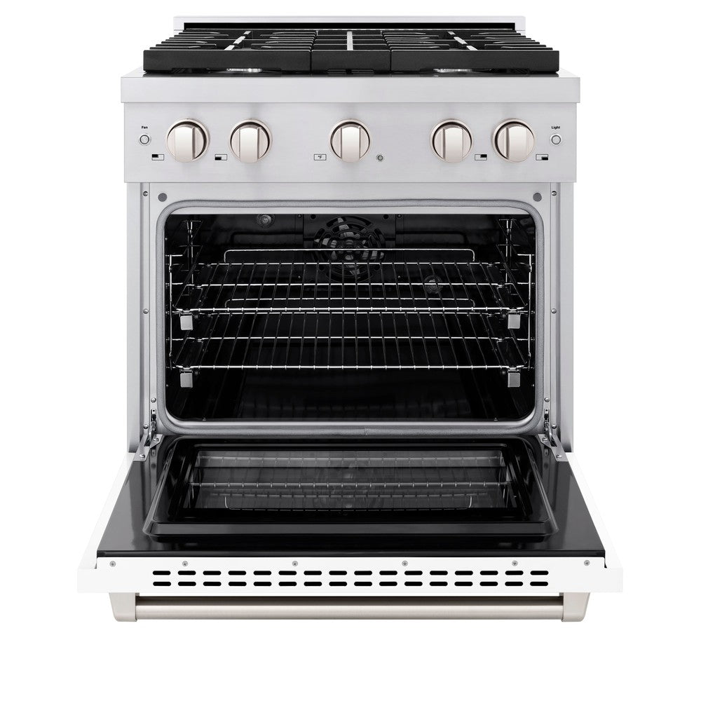 30 In. 4.2 Cu. Ft. Paramount Dual Fuel Range With 4 Burner Gas Cooktop And Electric Convection Oven In Stainless Steel With White Matte Door SDRWM30