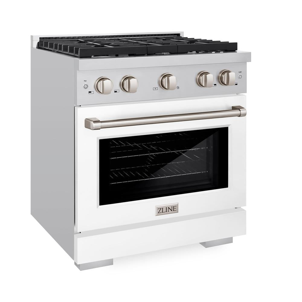 30 In. 4.2 Cu. Ft. Paramount Dual Fuel Range With 4 Burner Gas Cooktop And Electric Convection Oven In Stainless Steel With White Matte Door SDRWM30