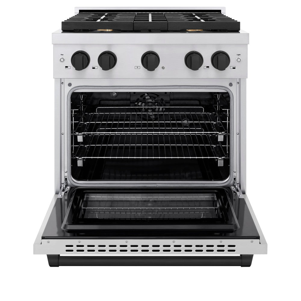 Autograph Edition 30 In. 4.2 Cu. Ft. Paramount Dual Fuel Range With 4 Burner Gas Cooktop And Electric Convection Oven In Stainless Steel With Matte Black Accents SDRZ30MB