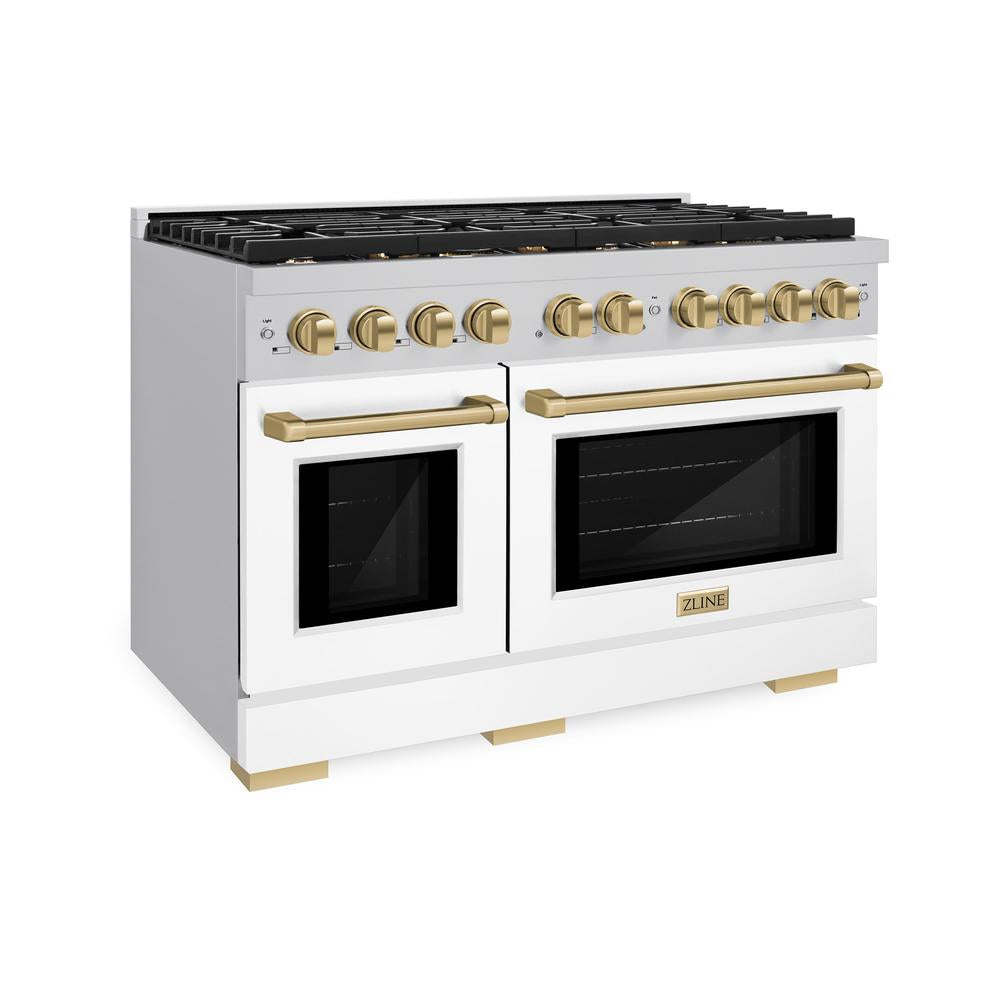 Autograph Edition 48 in. 6.7 cu. ft. Paramount Double Oven Dual Fuel Range with 8 Burner Gas Cooktop SDRZWM48CB