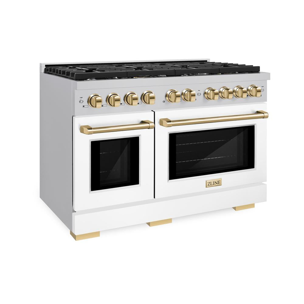 Autograph Edition 48 in. 6.7 cu. ft. Paramount Double Oven Dual Fuel Range with 8 Burner Gas Cooktop SDRZWM48G