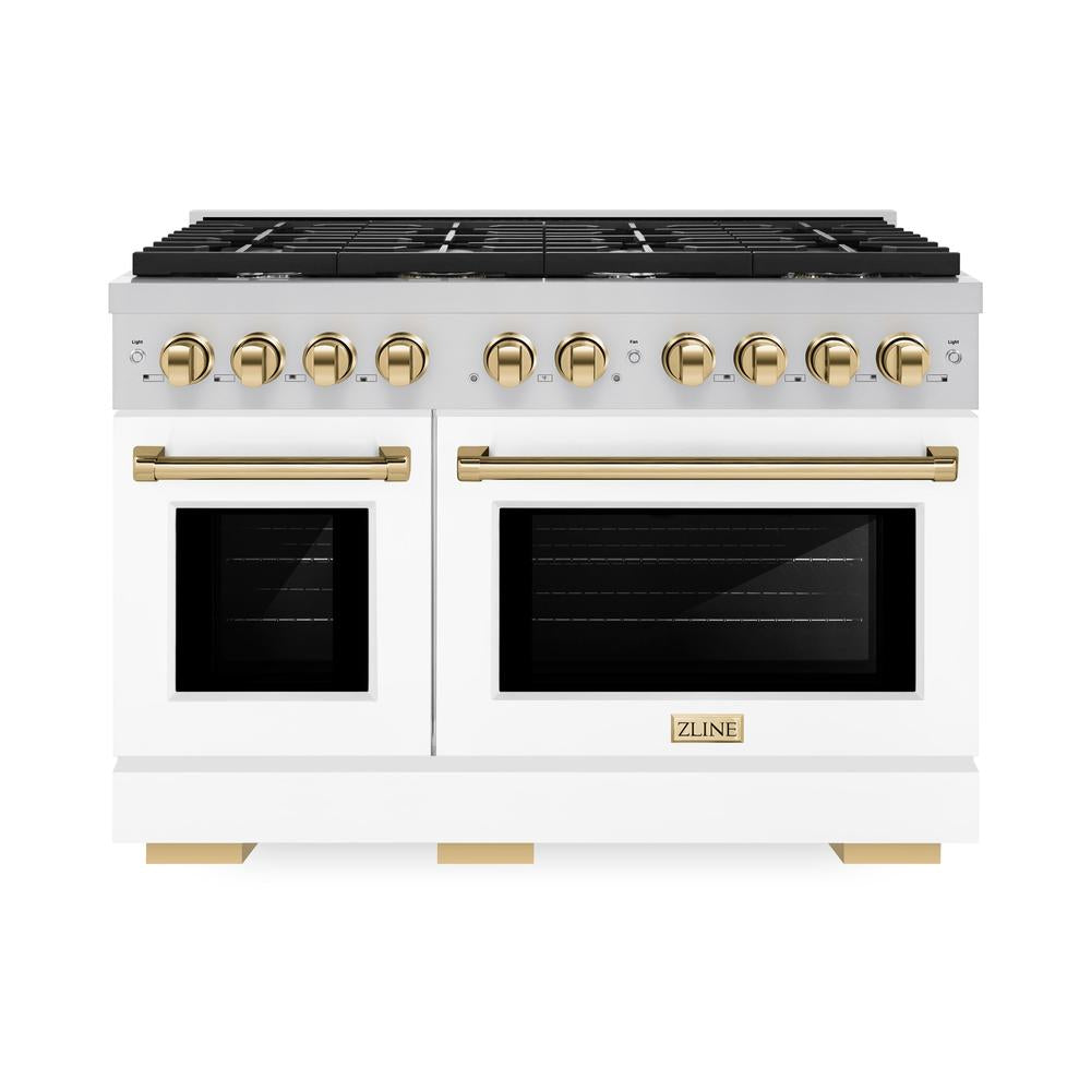 Autograph Edition 48 in. 6.7 cu. ft. Paramount Double Oven Dual Fuel Range with 8 Burner Gas Cooktop SDRZWM48G