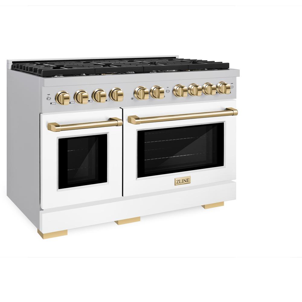 Autograph Edition 48 in. 6.7 cu. ft. Paramount Double Oven Dual Fuel Range with 8 Burner Gas Cooktop SDRZWM48G