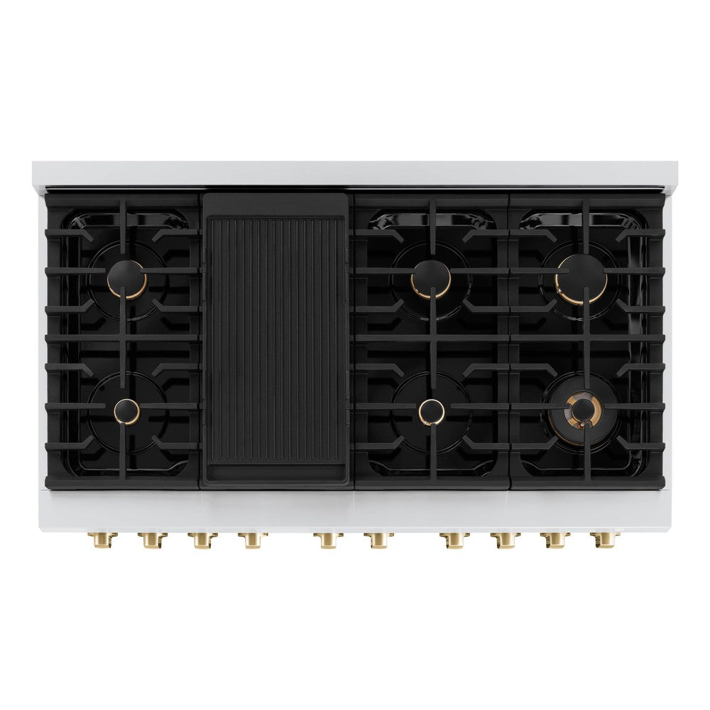 Autograph Edition 48 in. 6.7 cu. ft. Paramount Double Oven Dual Fuel Range with 8 Burner Gas Cooktop SDRZWM48G