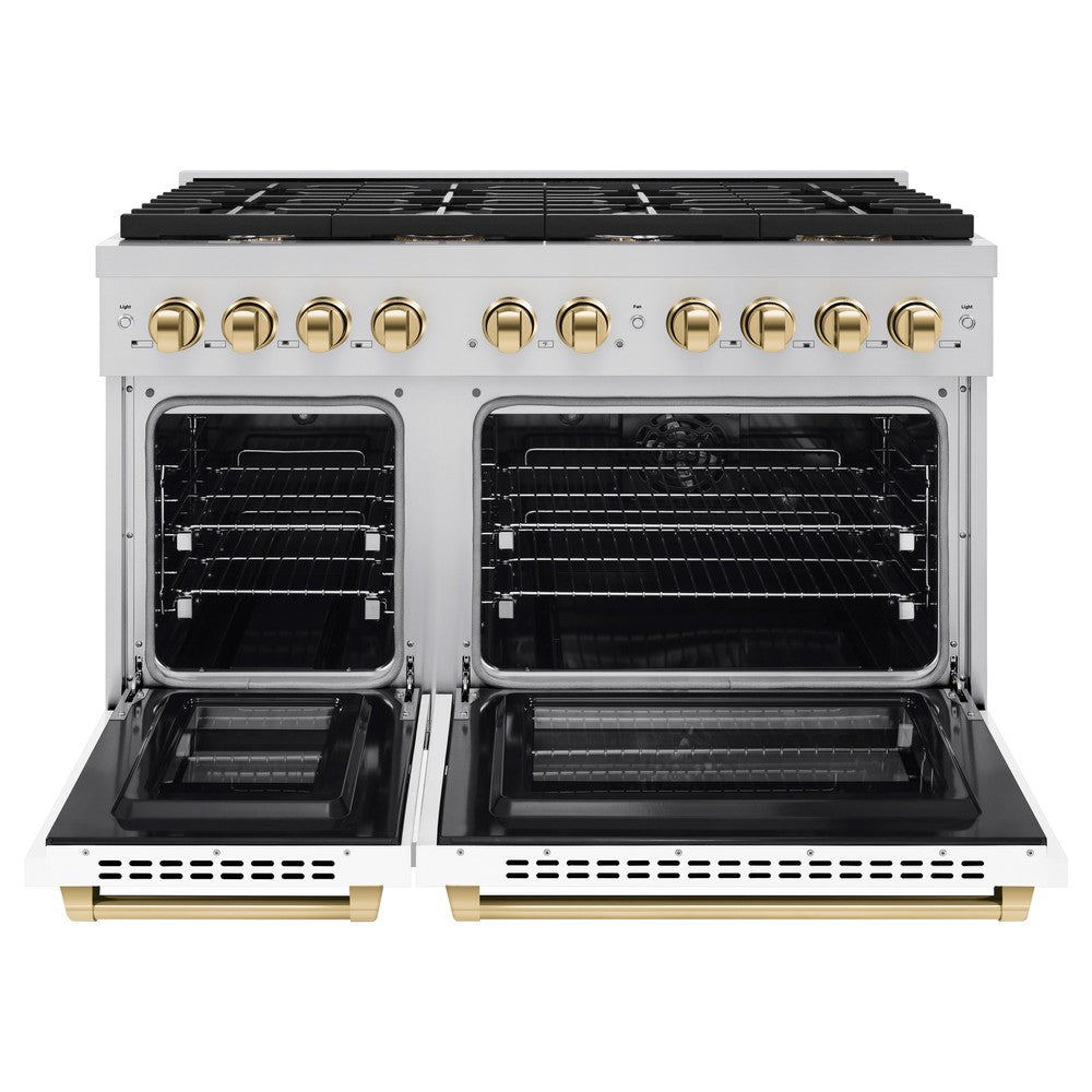 Autograph Edition 48 in. 6.7 cu. ft. Paramount Double Oven Dual Fuel Range with 8 Burner Gas Cooktop SDRZWM48G