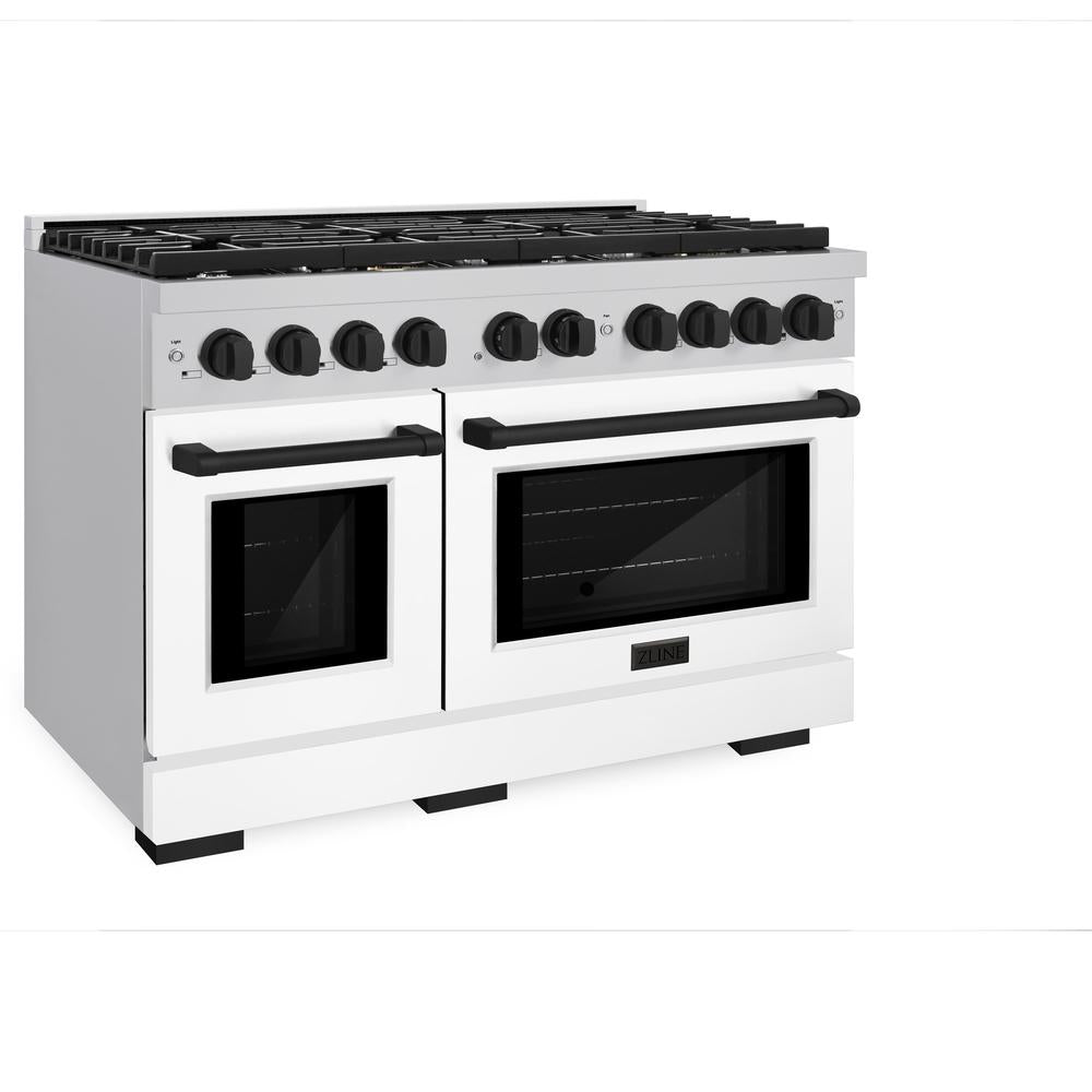 Autograph Edition 48 in. 6.7 cu. ft. Paramount Double Oven Dual Fuel Range with 8 Burner Gas Cooktop SDRZWM48MB