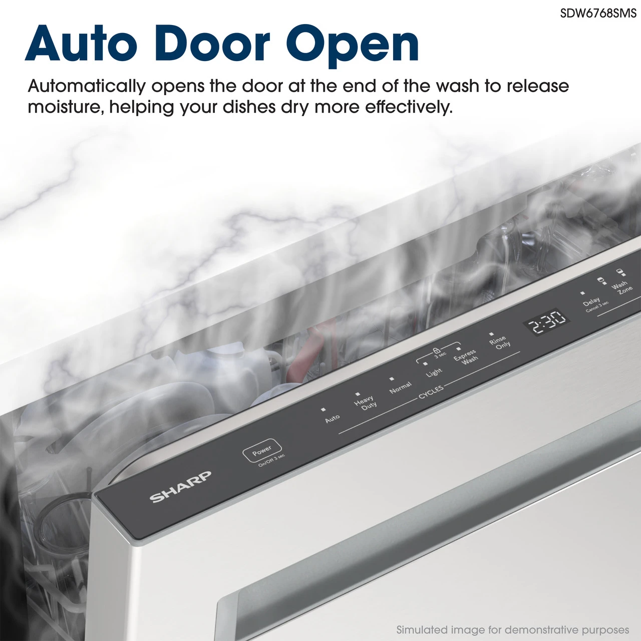 24" Top Control Stainless Steel Pocket Handle 44db Dishwasher With Auto Door Open SDW6768SMS