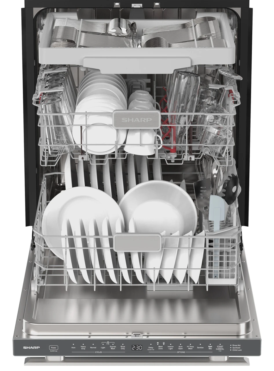 24" Top Control Stainless Steel Handle 44db Dishwasher With Auto Door Open SDY6768SMS