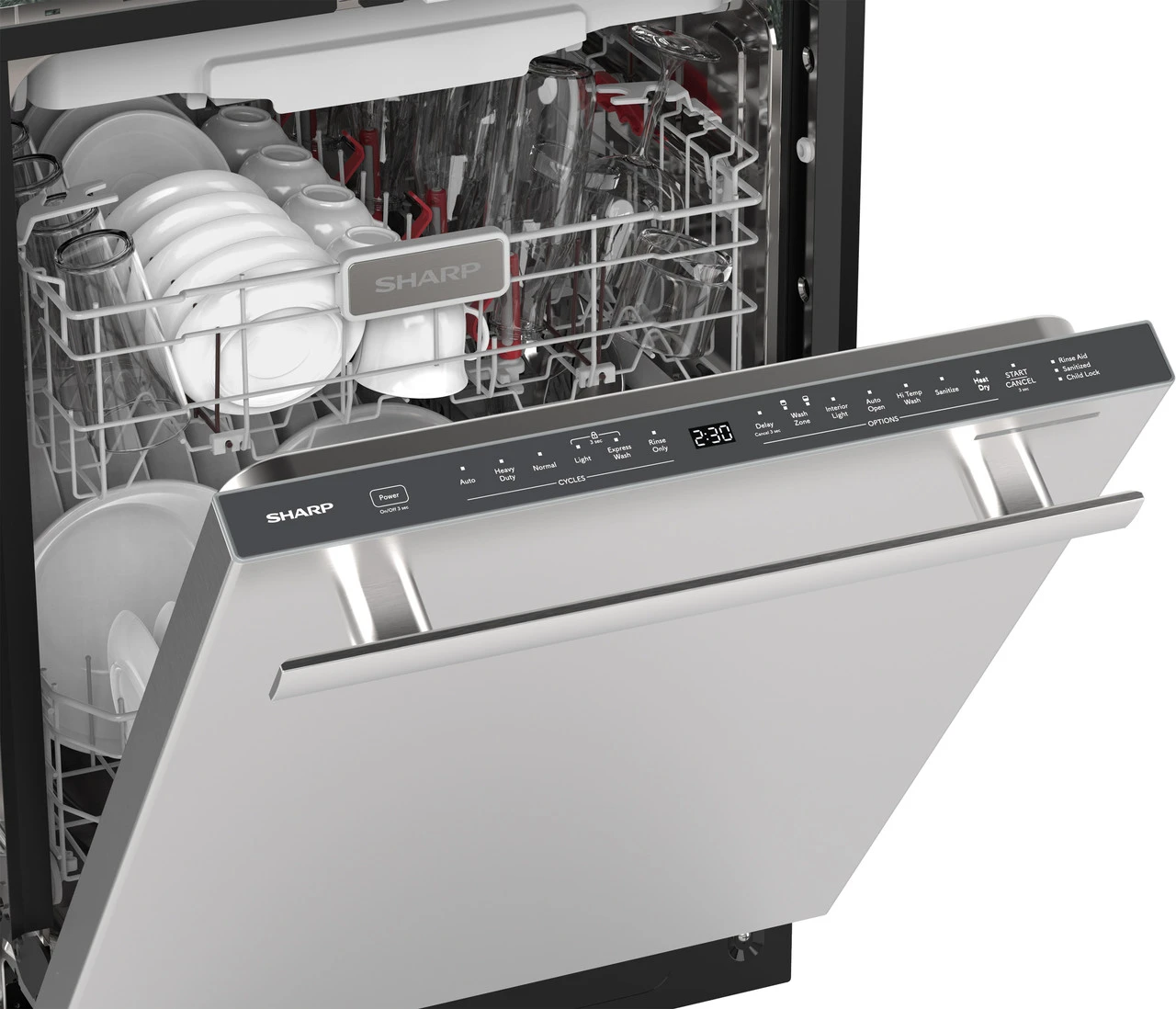 24" Top Control Stainless Steel Handle 44db Dishwasher With Auto Door Open SDY6768SMS