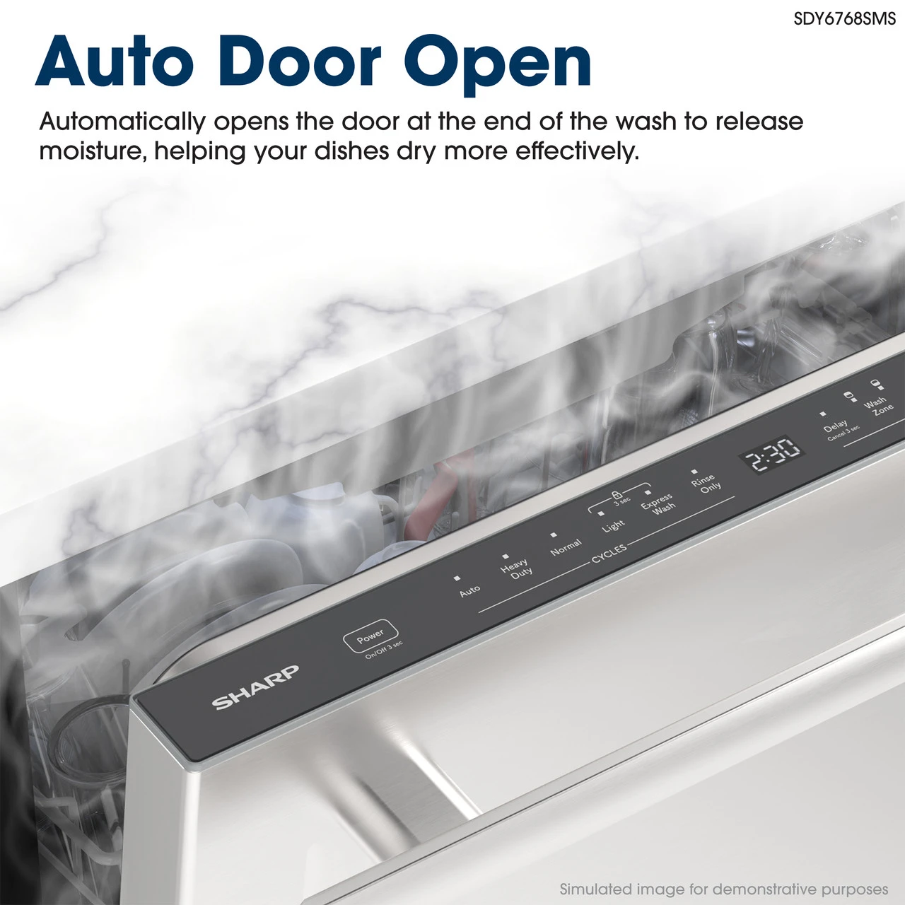 24" Top Control Stainless Steel Handle 44db Dishwasher With Auto Door Open SDY6768SMS