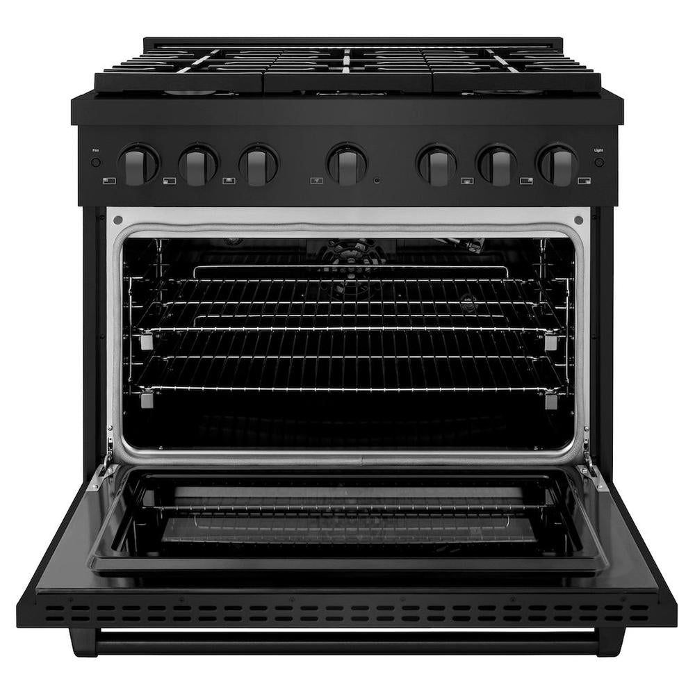36 In. 5.2 Cu. Ft. Paramount Gas Range With 6 Burner Cooktop And Convection Gas Oven In Black Stainless Steel SGRB36