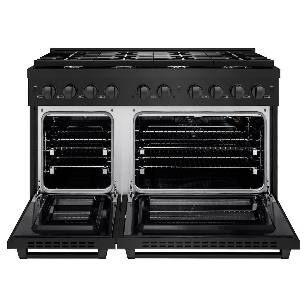 48 In. 6.7 Cu. Ft. Paramount Double Oven Gas Range With 8 Burner Cooktop In Black Stainless Steel SGRB48