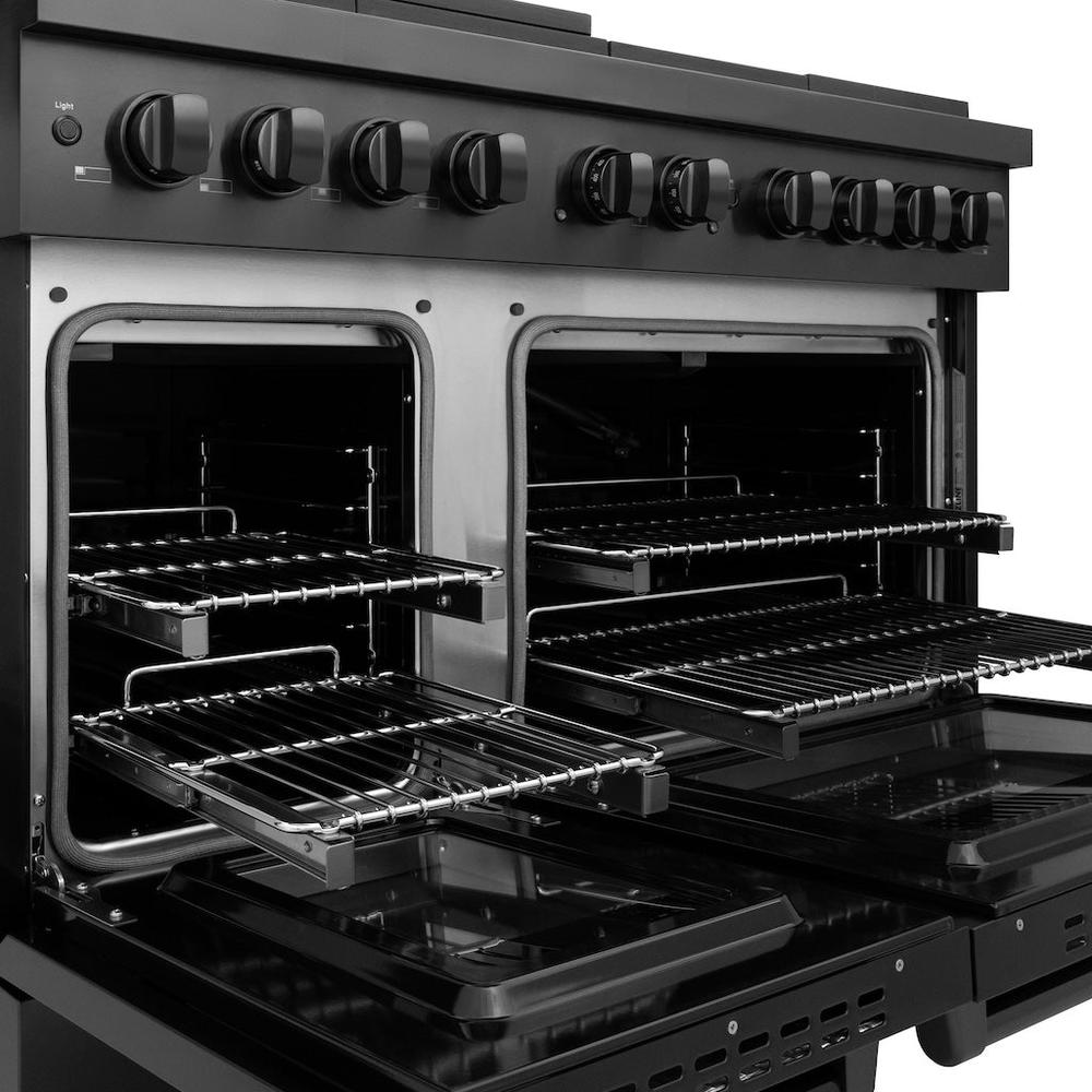 48 In. 6.7 Cu. Ft. Paramount Double Oven Gas Range With 8 Burner Cooktop In Black Stainless Steel SGRB48