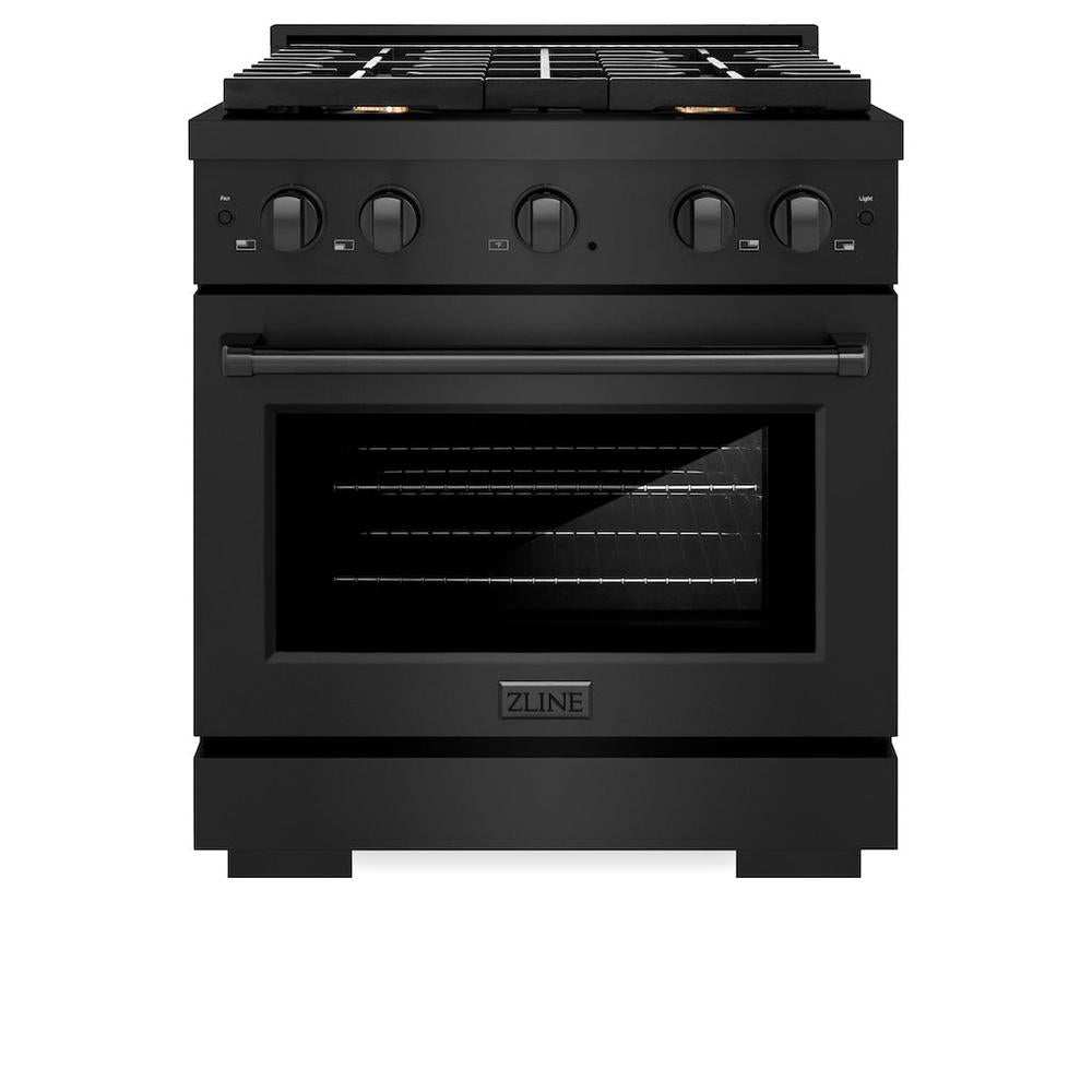 30 In. 4.2 Cu. Ft. Paramount Gas Range With Convection Gas Oven In Black Stainless Steel With 4 Brass Burners SGRBBR30