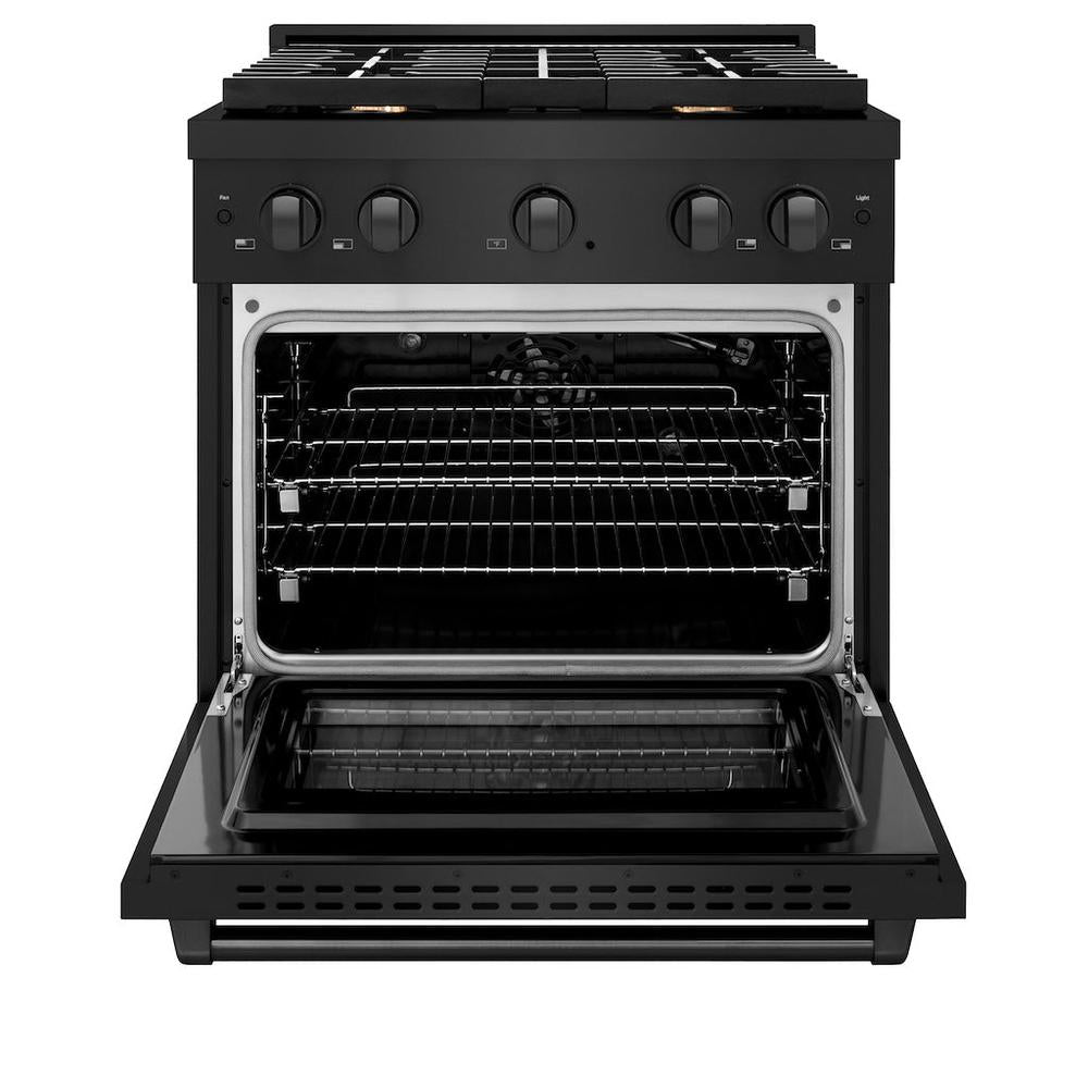 30 In. 4.2 Cu. Ft. Paramount Gas Range With Convection Gas Oven In Black Stainless Steel With 4 Brass Burners SGRBBR30