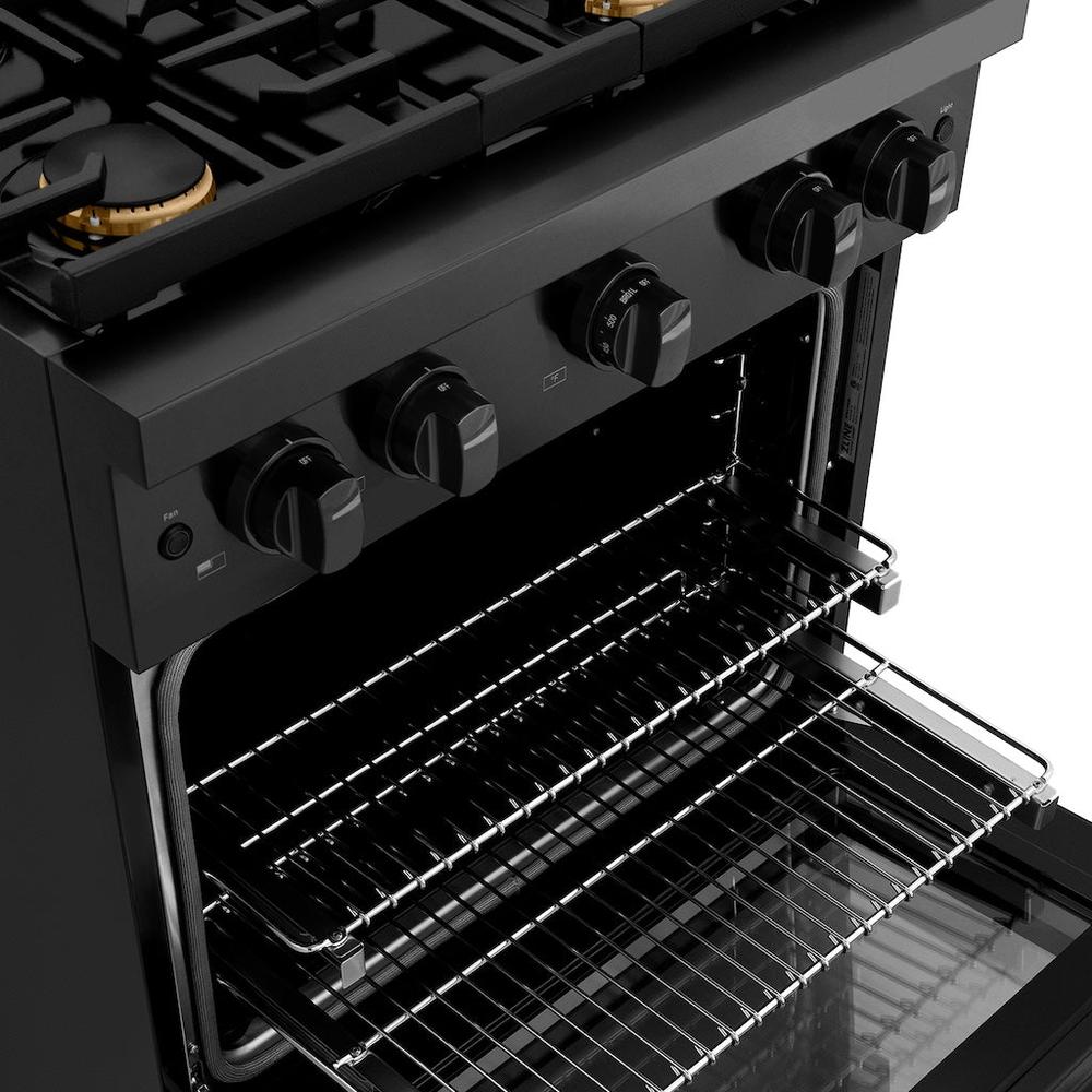 30 In. 4.2 Cu. Ft. Paramount Gas Range With Convection Gas Oven In Black Stainless Steel With 4 Brass Burners SGRBBR30