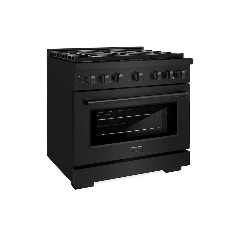 36 In. 5.2 Cu. Ft. Paramount Gas Range With Convection Gas Oven In Black Stainless Steel With 6 Brass Burners SGRBBR36