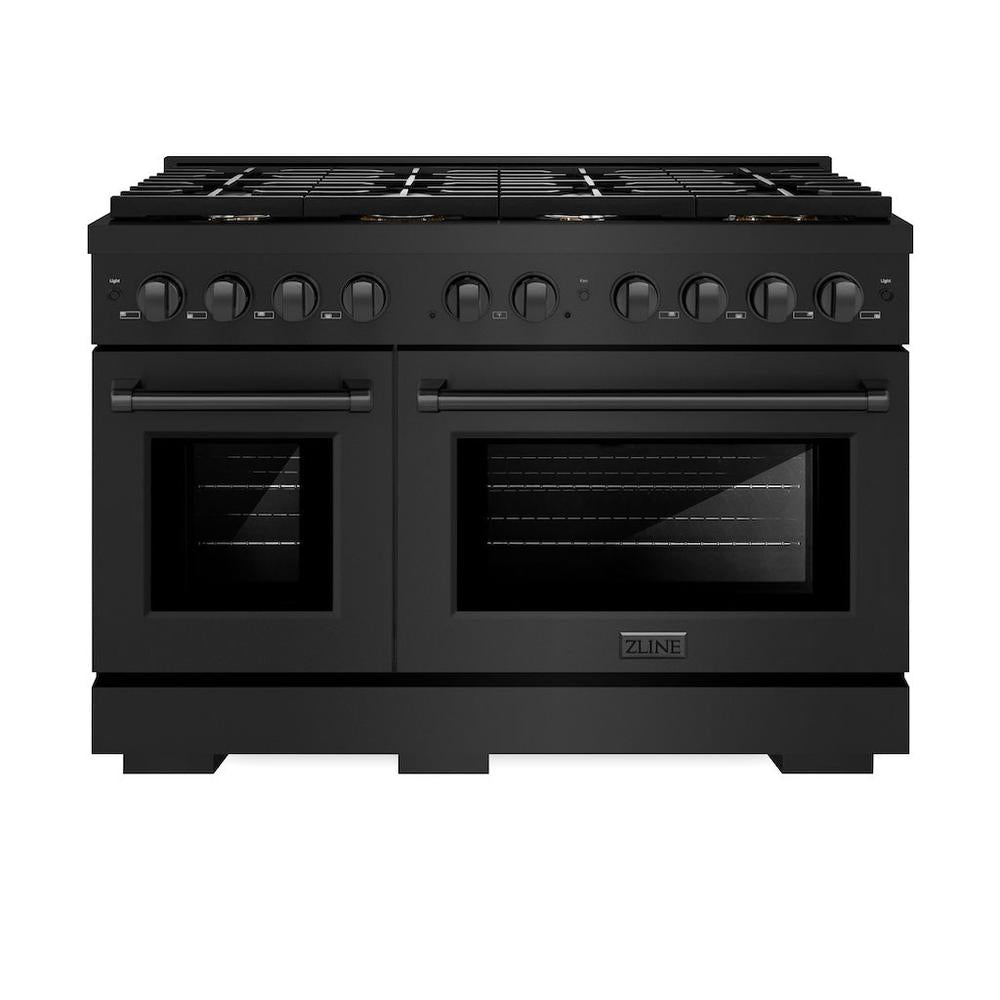 48 In. 6.7 Cu. Ft. Paramount Double Oven Gas Range In Black Stainless Steel With 8 Brass Burners SGRBBR48
