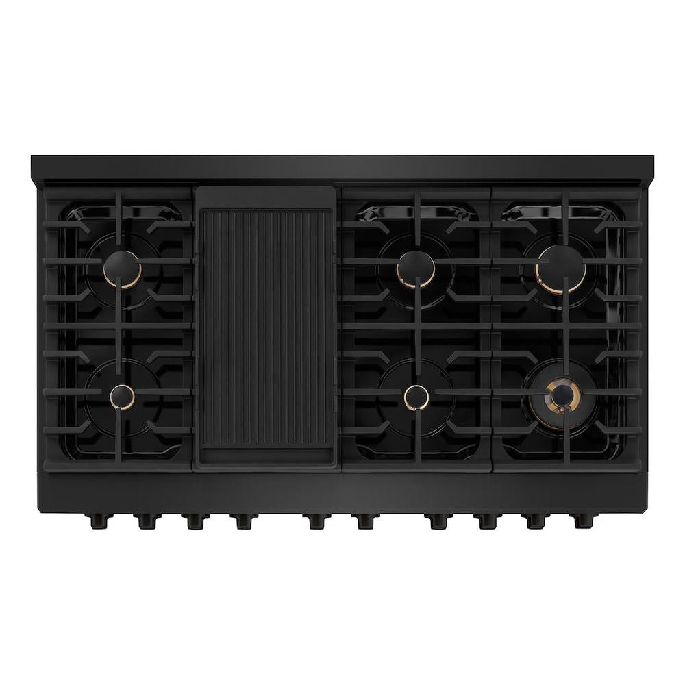 48 In. 6.7 Cu. Ft. Paramount Double Oven Gas Range In Black Stainless Steel With 8 Brass Burners SGRBBR48