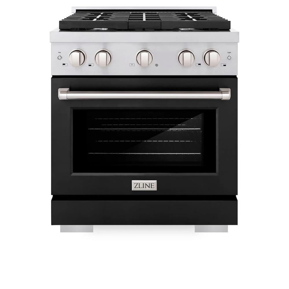 30 In. 4.2 Cu. Ft. Paramount Gas Range With 4 Burner Gas Cooktop And Convection Gas Oven In Stainless Steel With Black Matte Door SGRBLM30