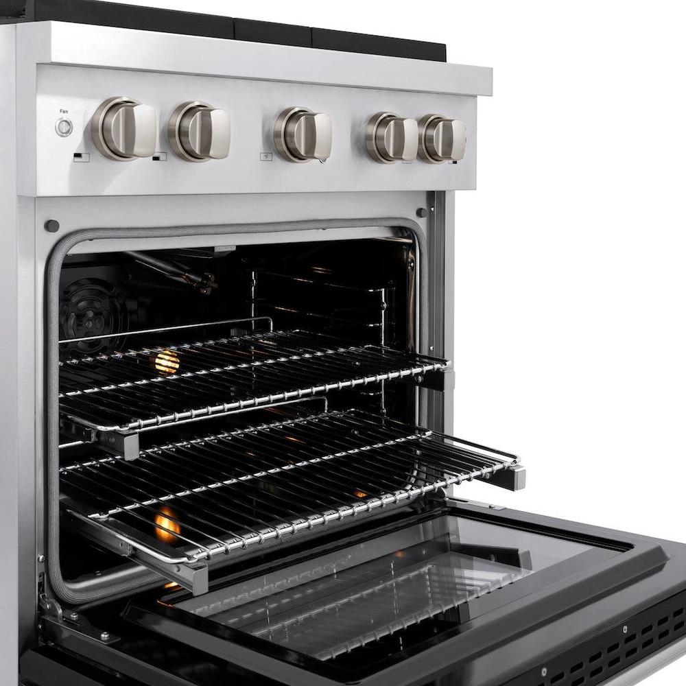 30 In. 4.2 Cu. Ft. Paramount Gas Range With 4 Burner Gas Cooktop And Convection Gas Oven In Stainless Steel With Black Matte Door SGRBLM30