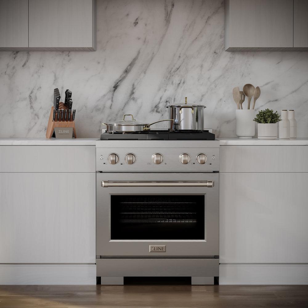 30 In. 4.2 Cu. Ft. Paramount Gas Range With Convection Gas Oven In Stainless Steel With 4 Brass Burners SGRBR30