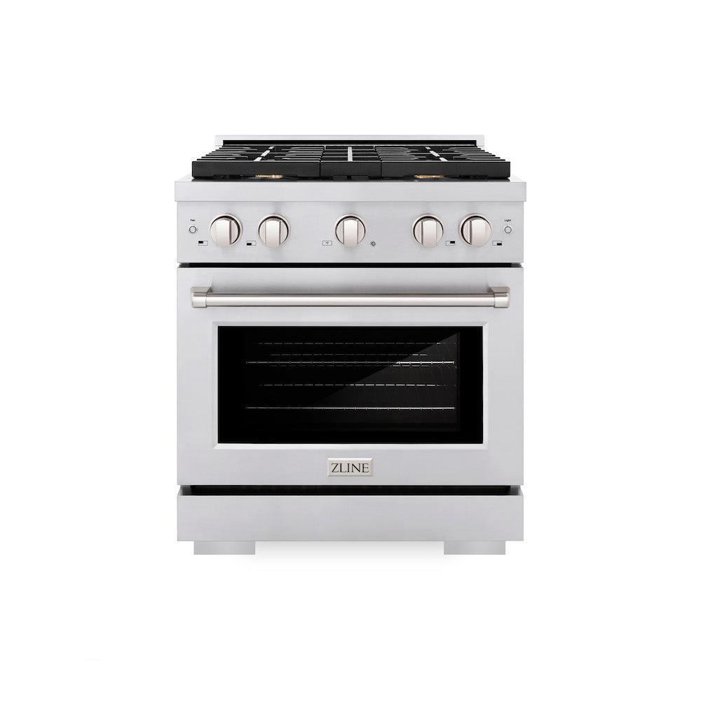 30 In. 4.2 Cu. Ft. Paramount Gas Range With Convection Gas Oven In Stainless Steel With 4 Brass Burners SGRBR30
