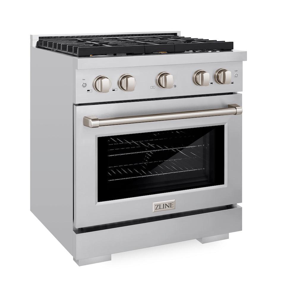 30 In. 4.2 Cu. Ft. Paramount Gas Range With Convection Gas Oven In Stainless Steel With 4 Brass Burners SGRBR30