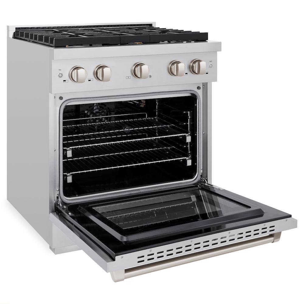 30 In. 4.2 Cu. Ft. Paramount Gas Range With Convection Gas Oven In Stainless Steel With 4 Brass Burners SGRBR30