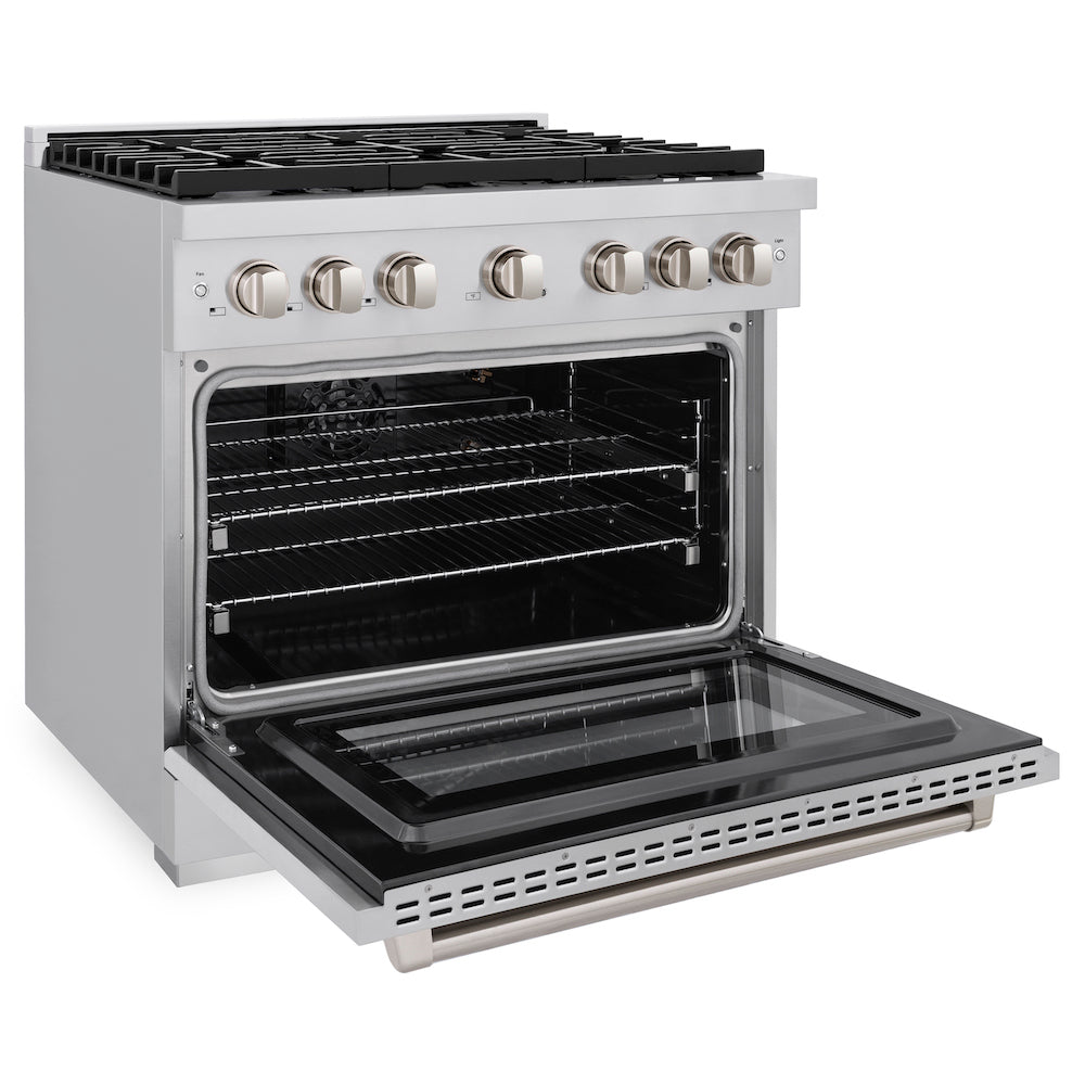 36 In. 5.2 Cu. Ft. Paramount Gas Range With Convection Gas Oven In Stainless Steel With 6 Brass Burners SGRBR36