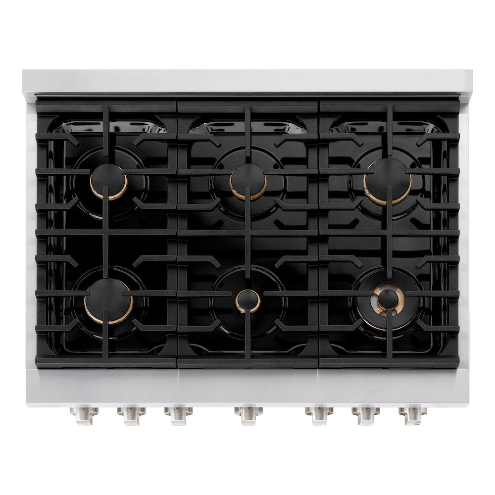 36 In. 5.2 Cu. Ft. Paramount Gas Range With Convection Gas Oven In Stainless Steel With 6 Brass Burners SGRBR36