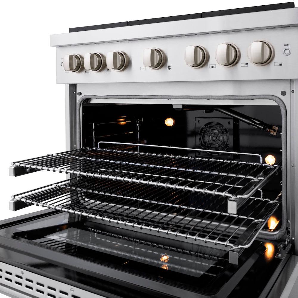 36 In. 5.2 Cu. Ft. Paramount Gas Range With Convection Gas Oven In Stainless Steel With 6 Brass Burners SGRBR36