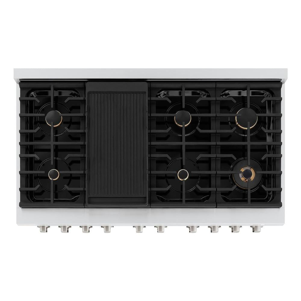 48 In. 6.7 Cu. Ft. Paramount Double Oven Gas Range In Stainless Steel With 8 Brass Burners SGRBR48