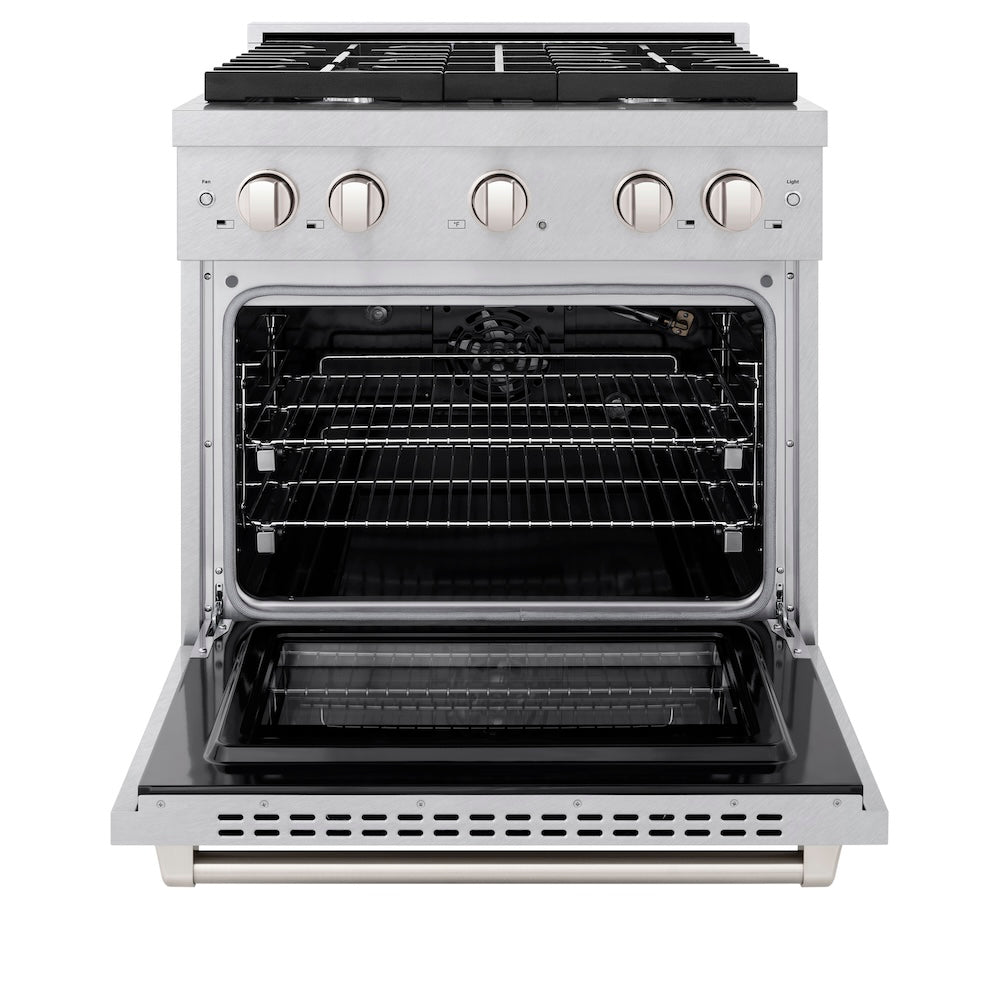 30 In. 4.2 Cu. Ft. Paramount Gas Range With 4 Burner Cooktop And Convection Gas Oven In Satin Stainless Steel SGRS30