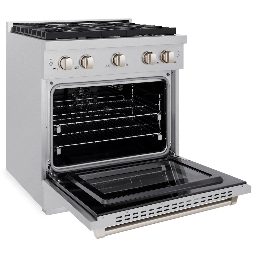 30 In. 4.2 Cu. Ft. Paramount Gas Range With 4 Burner Cooktop And Convection Gas Oven In Satin Stainless Steel SGRS30