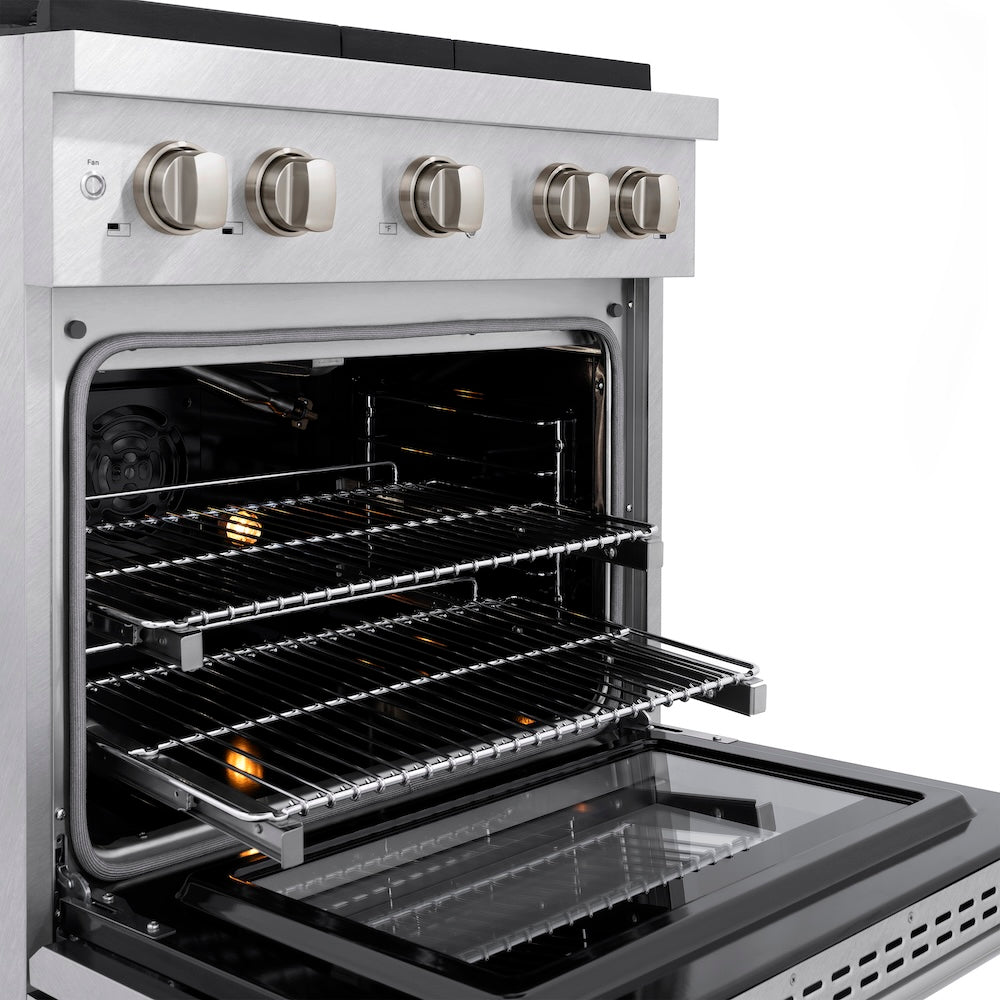 30 In. 4.2 Cu. Ft. Paramount Gas Range With 4 Burner Cooktop And Convection Gas Oven In Satin Stainless Steel SGRS30