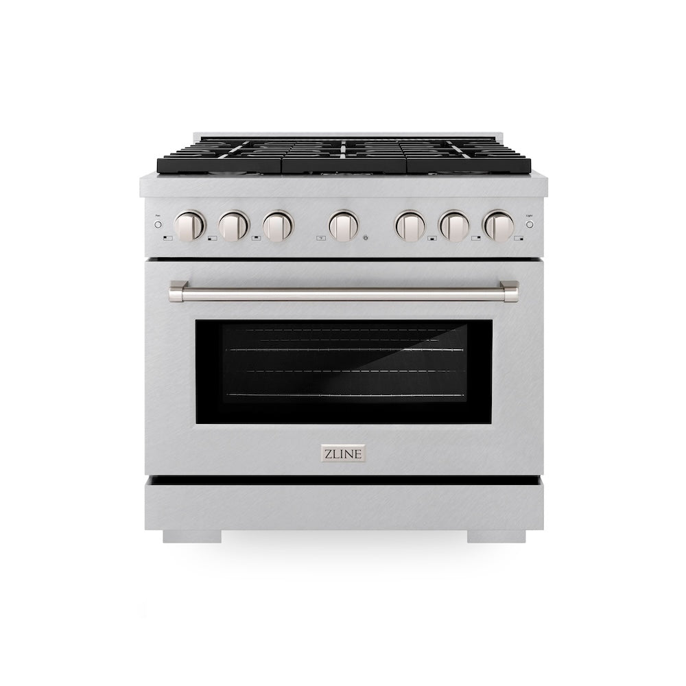 36 In. 5.2 Cu. Ft. Paramount Gas Range With 6 Burner Cooktop And Convection Gas Oven In Satin Stainless Steel SGRS36